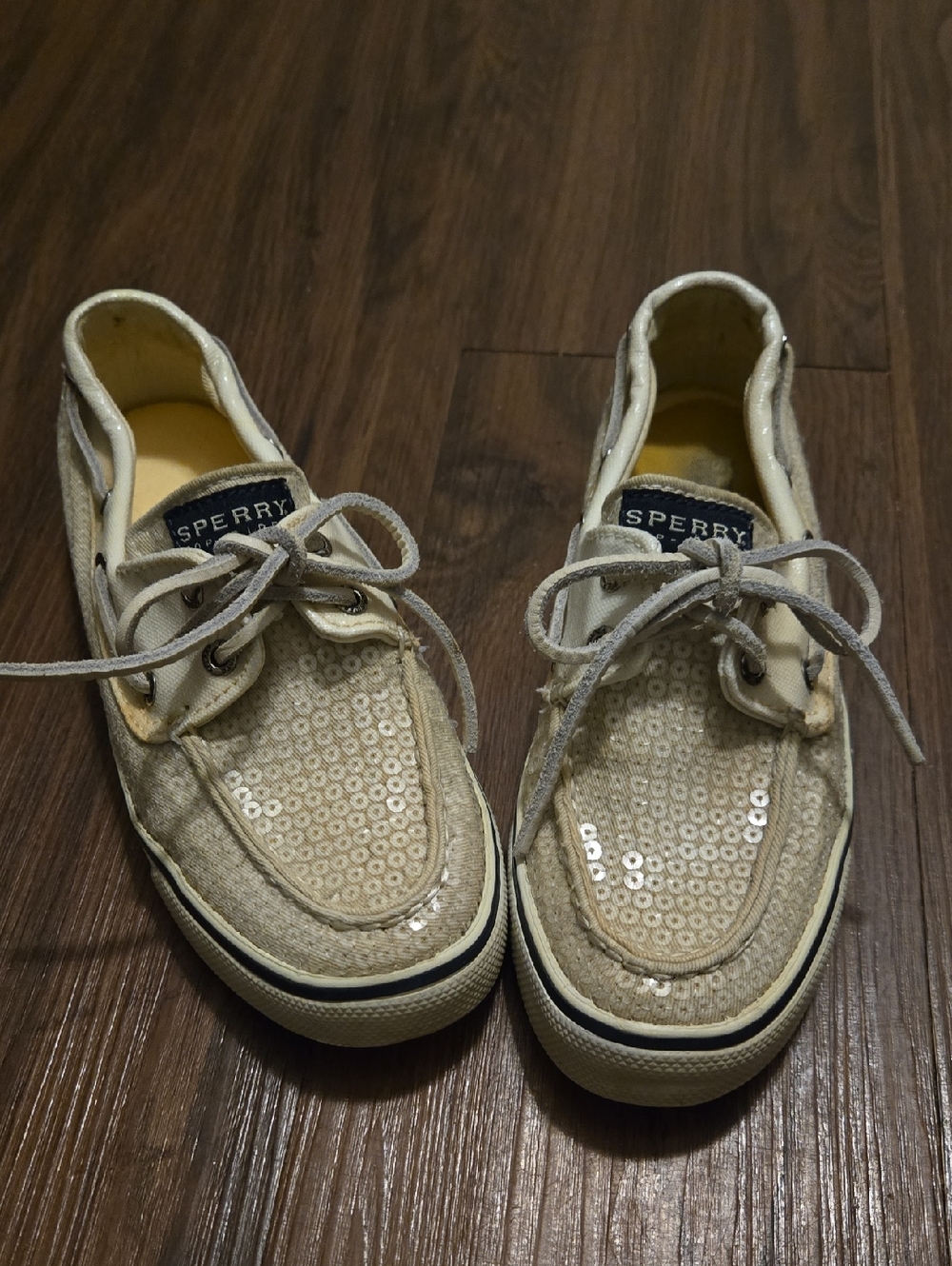 Sperry Women's Sequin Canvas Boat Shoes in Ivory